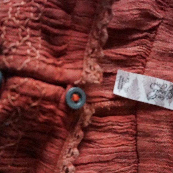 NWT free people Blue Bird smocked button down top - Picture 8 of 9